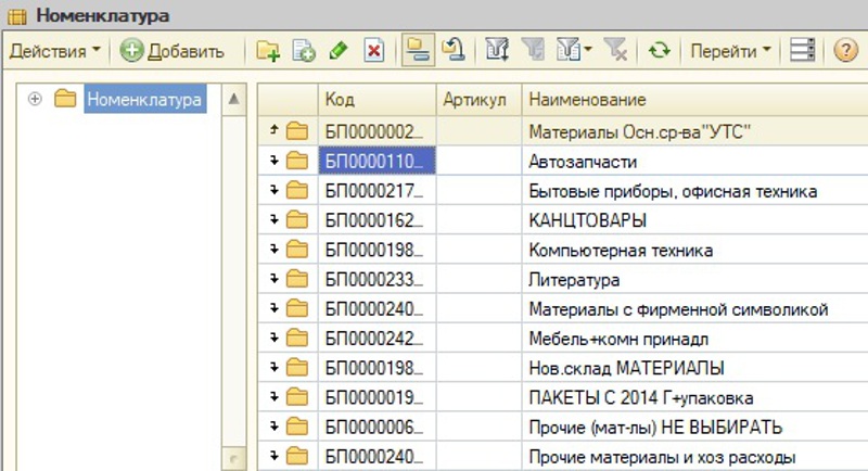 Как правильно вести справочник номенклатуры в 1С